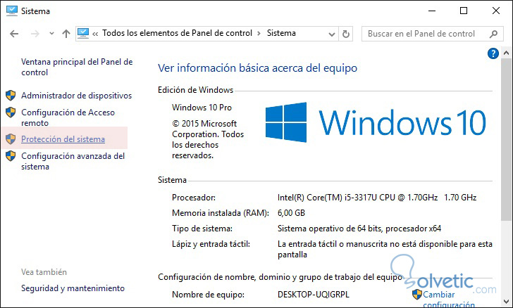 Habilitar Restaurar Sistema En Windows 10 Solvetic 5775
