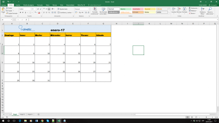 Cómo crear calendario en Excel Solvetic