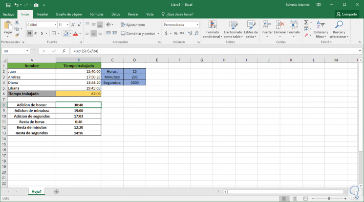 Cómo calcular tiempo Excel 24 horas con minutos y segundos Solvetic