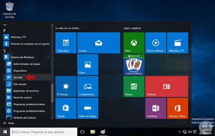 Añadir comando ejecutar en menu inicio de Windows 10 Solvetic