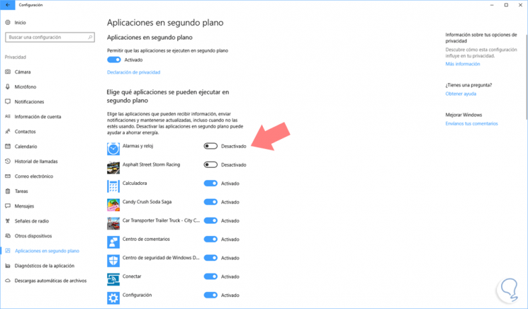 Cómo evitar aplicaciones se ejecuten en segundo plano Windows 10 Solvetic