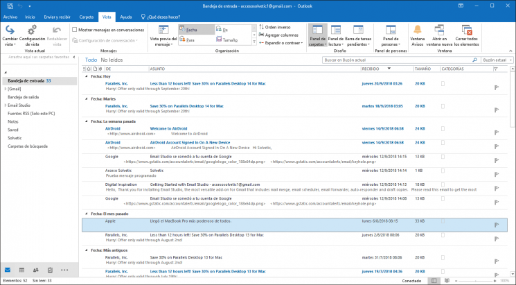 Cómo Cambiar Y Configurar Vista Carpeta Outlook 2019, 2016 - Solvetic